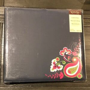 Recollections Navy Scrapbook Album with Pink and Green Floral Accents